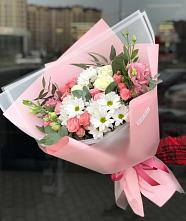 Букет цветов из:  Розы, Лизиантусы и Хризантемы в Мамайка